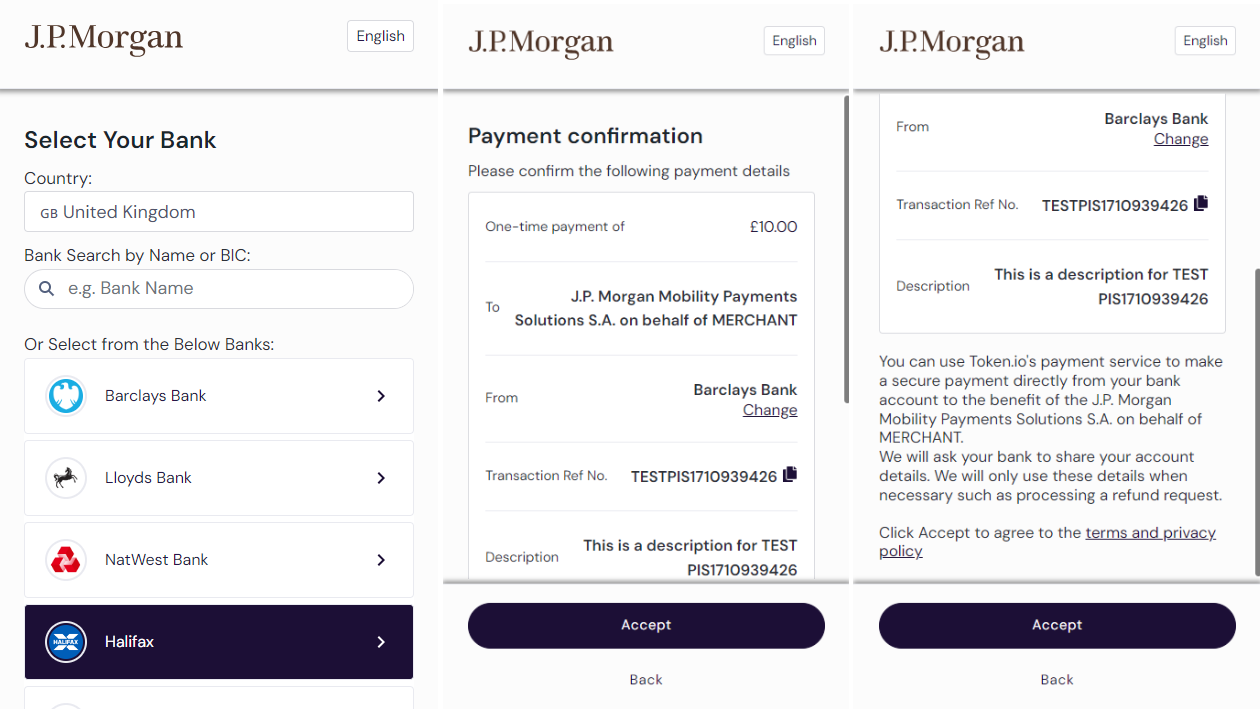 Pay by bank UI