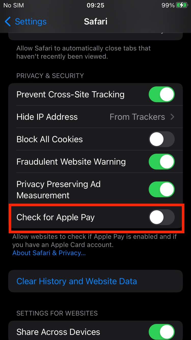 Apple Pay Disabled